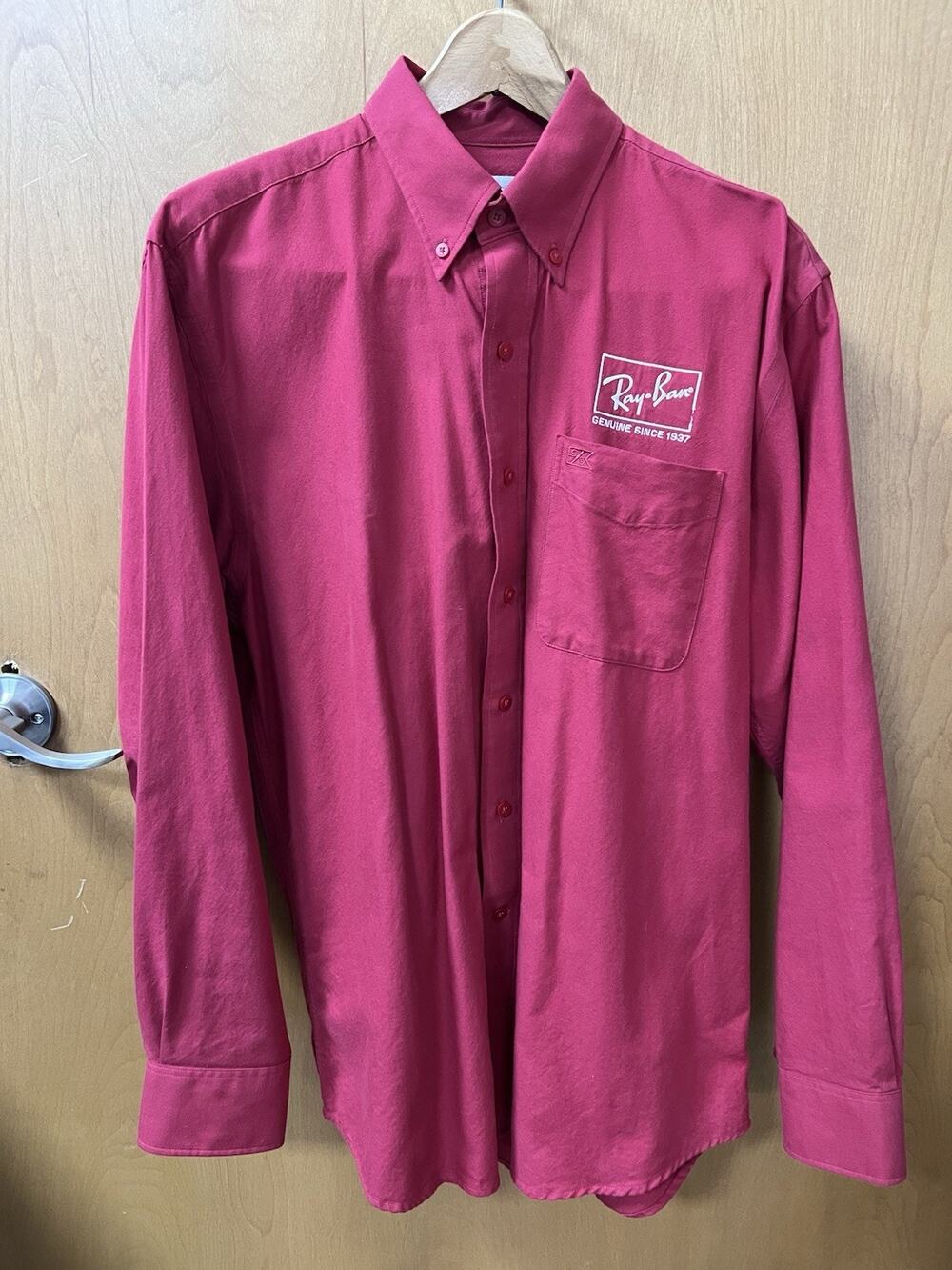 Ray-Ban Genuine Since 1937 Cutter & Buck Button Down Red Shirt Men’s Medium